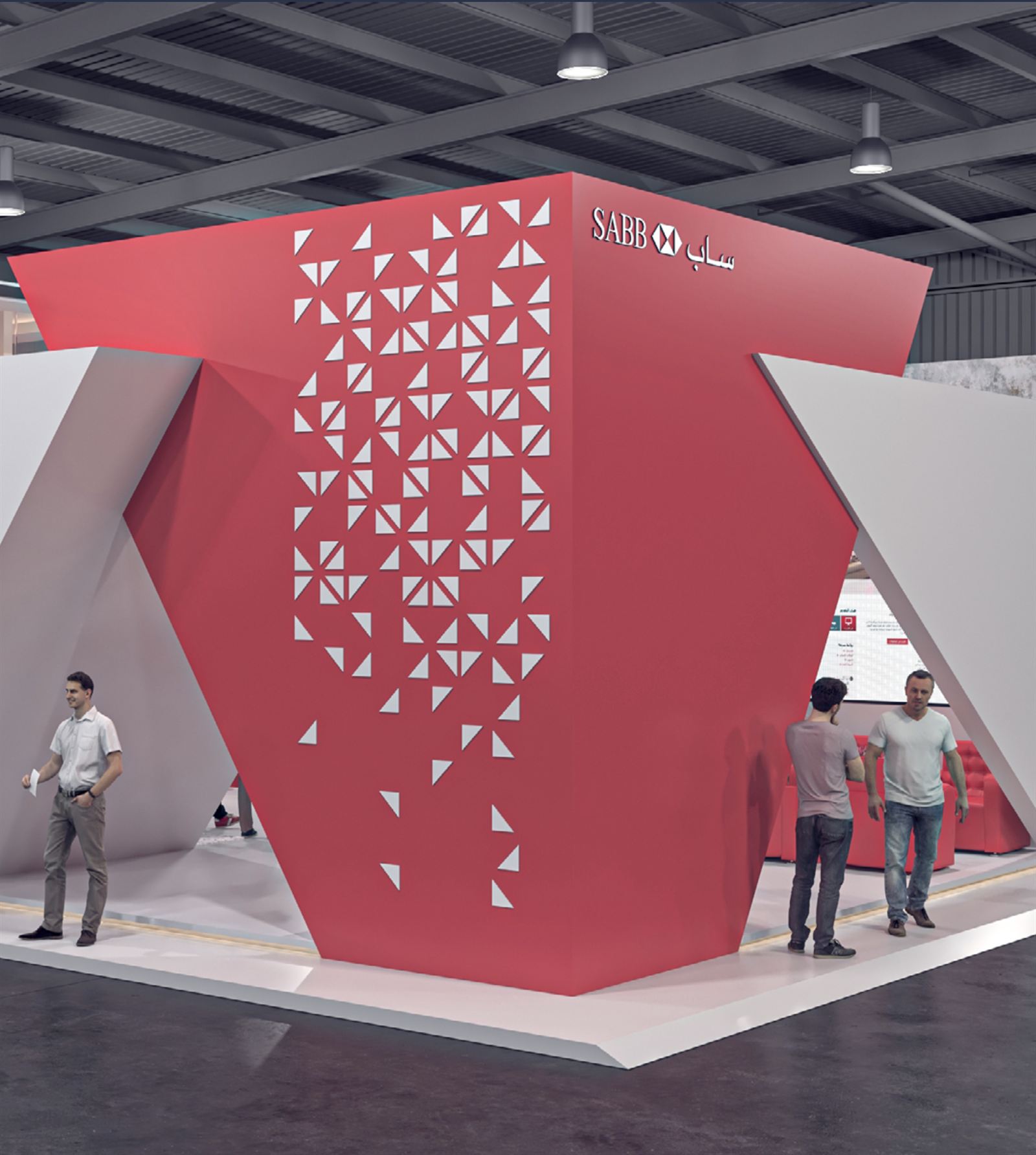 SABB Restatex exhibition booth 3D design render
